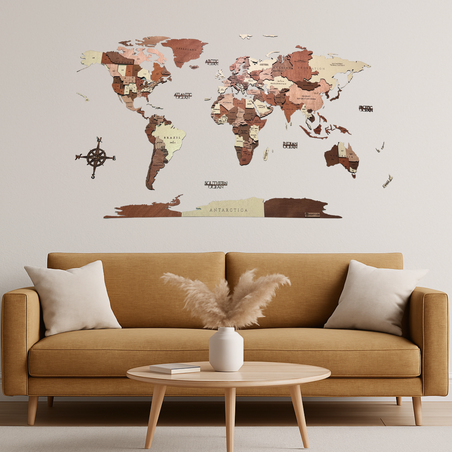 Mapa Mundial en Madera para Pegar en la Pared