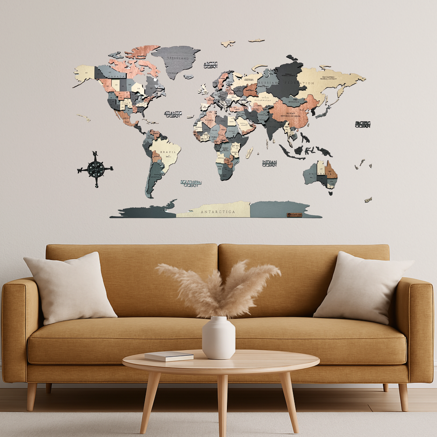 Mapa Mundial en Madera para Pegar en la Pared