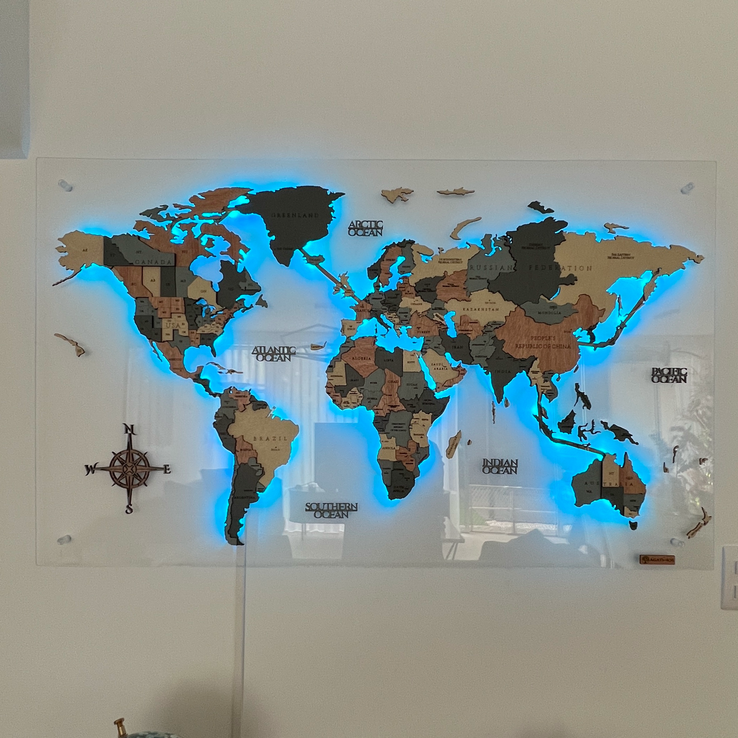 Mapa Mundial en Madera - Lámina Completa Acrílico
