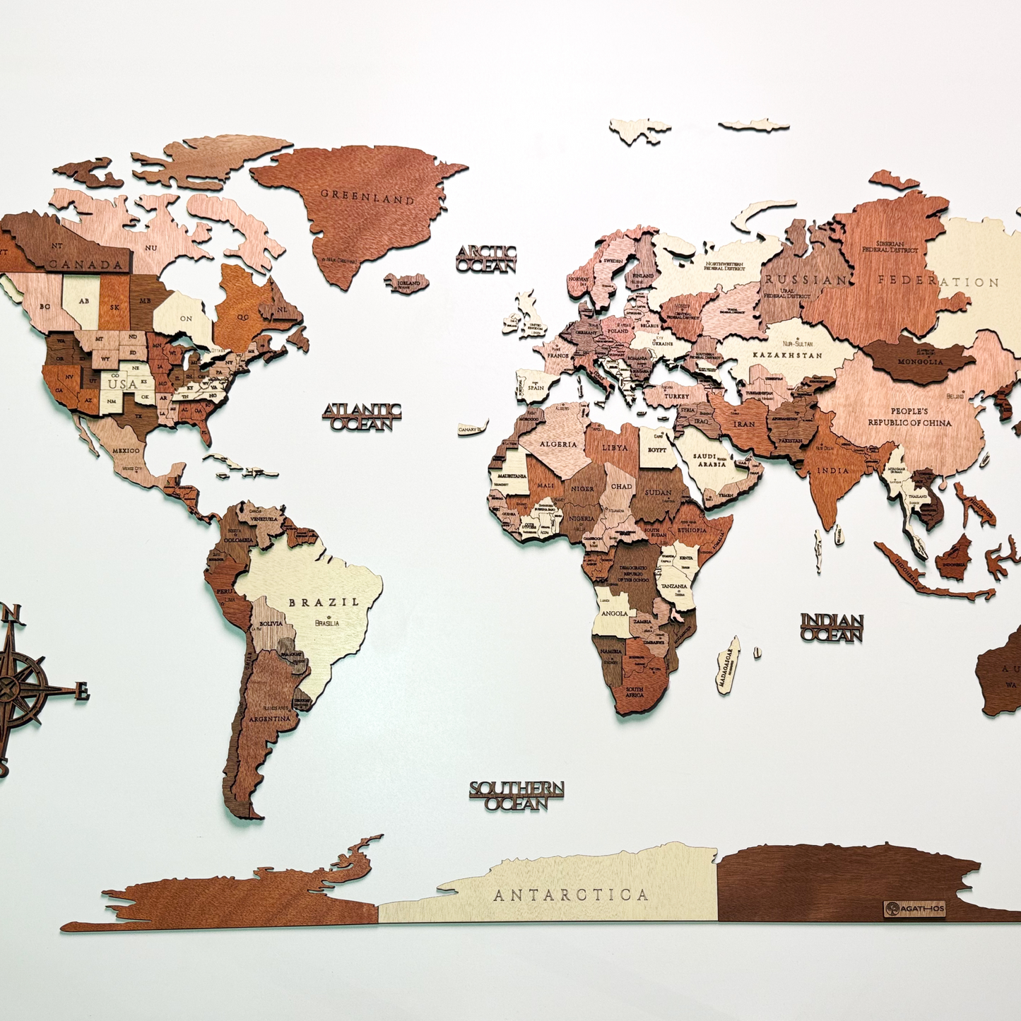 Mapa Mundial en Madera para Pegar en la Pared