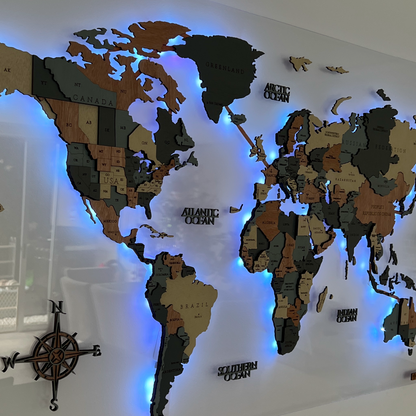 Mapa Mundial en Madera - Lámina Completa Acrílico