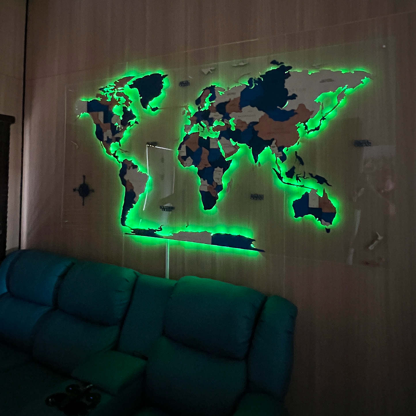Mapa Mundial en Madera - Lámina Completa Acrílico