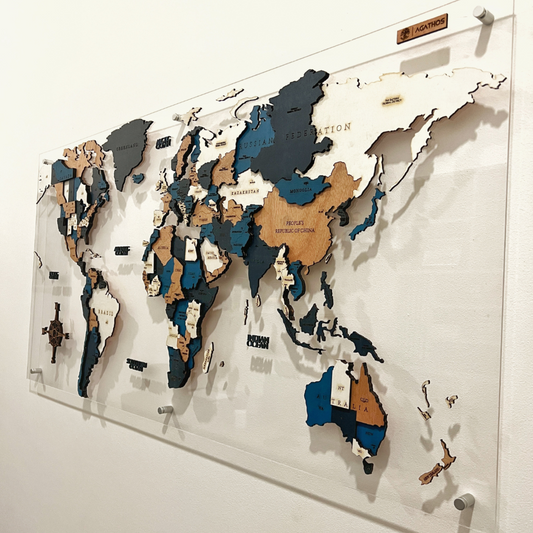 Mapa Mundial en Madera Lámina Completa