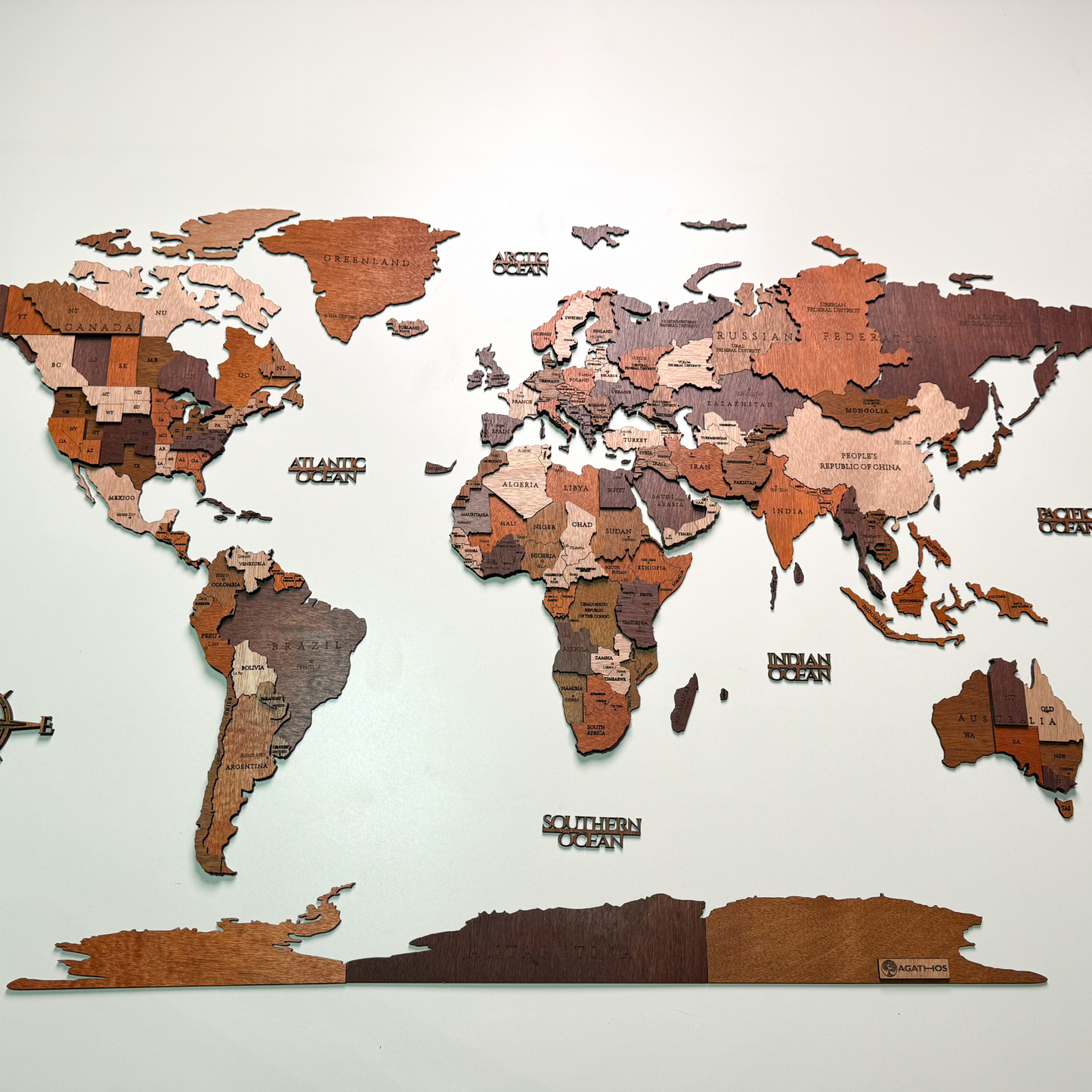 Framed Wooden World Map
