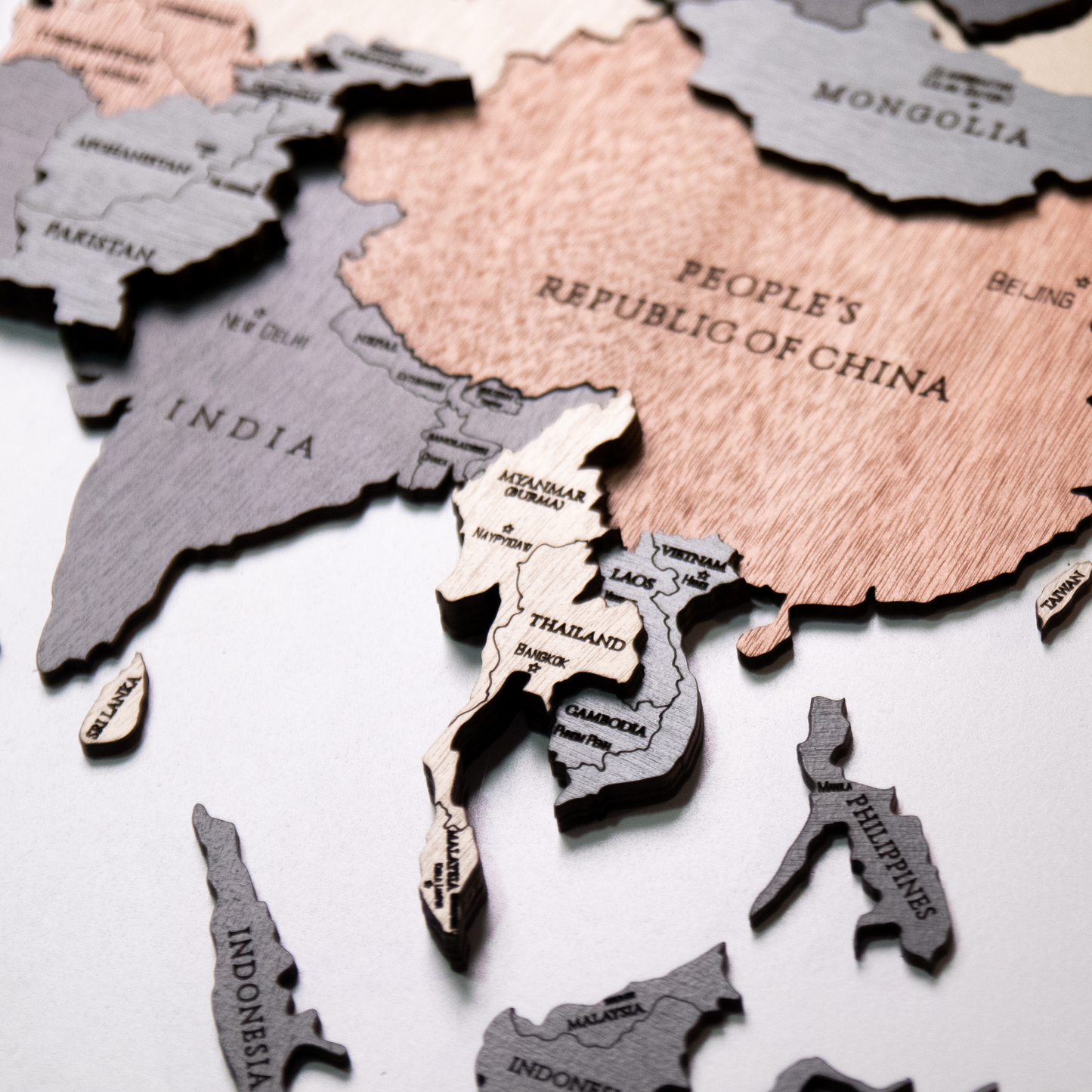 Framed Wooden World Map