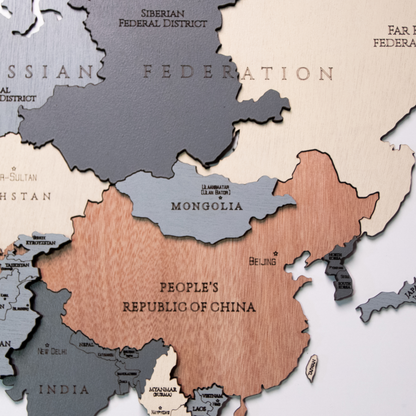 Framed Wooden World Map