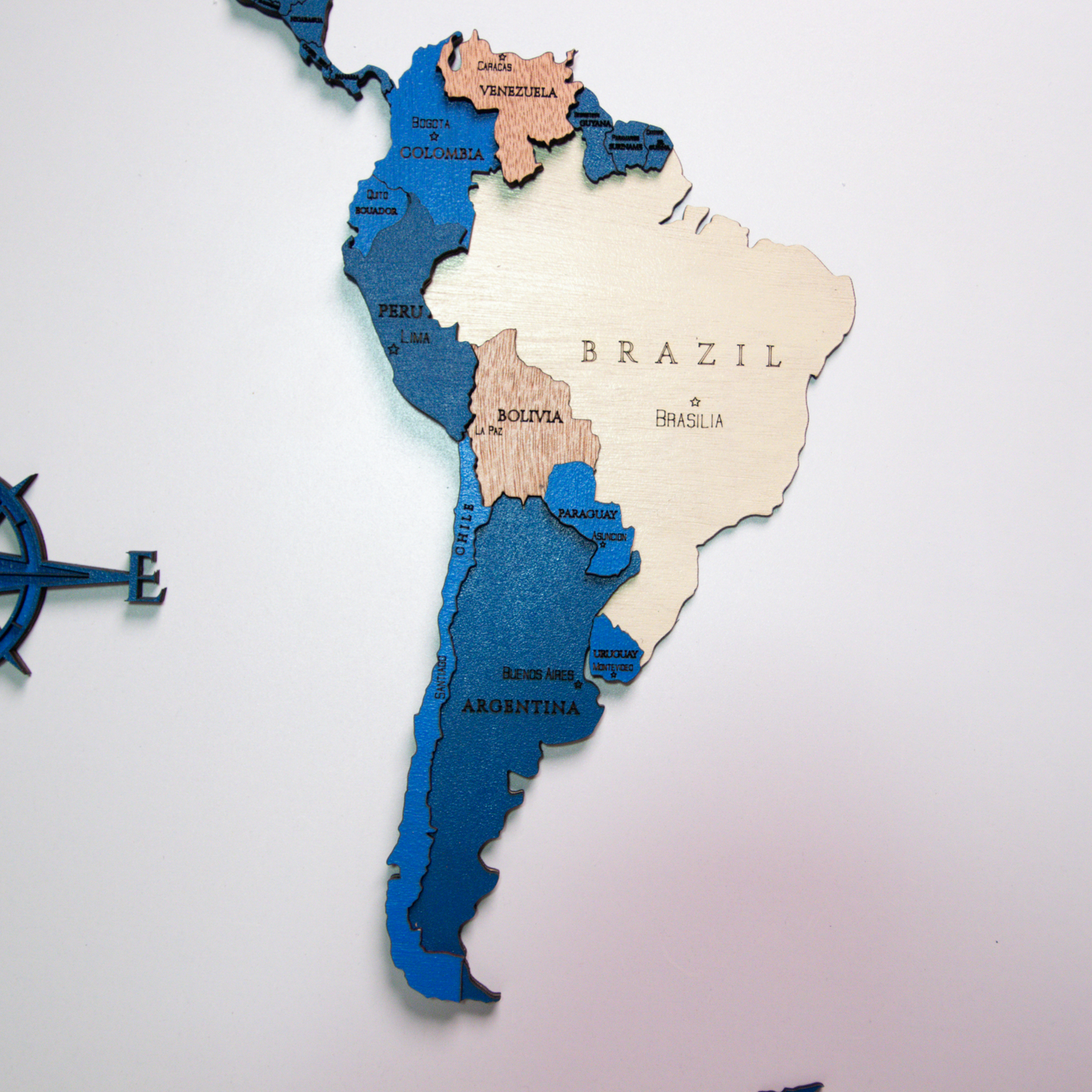 Framed Wooden World Map
