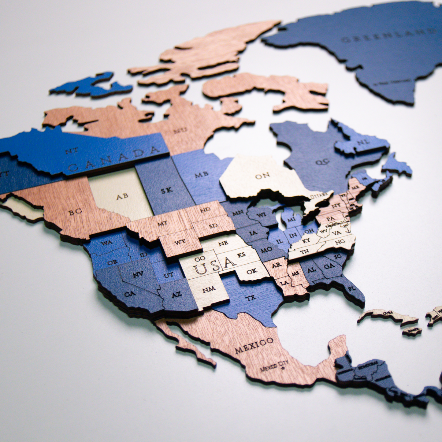 Framed Wooden World Map