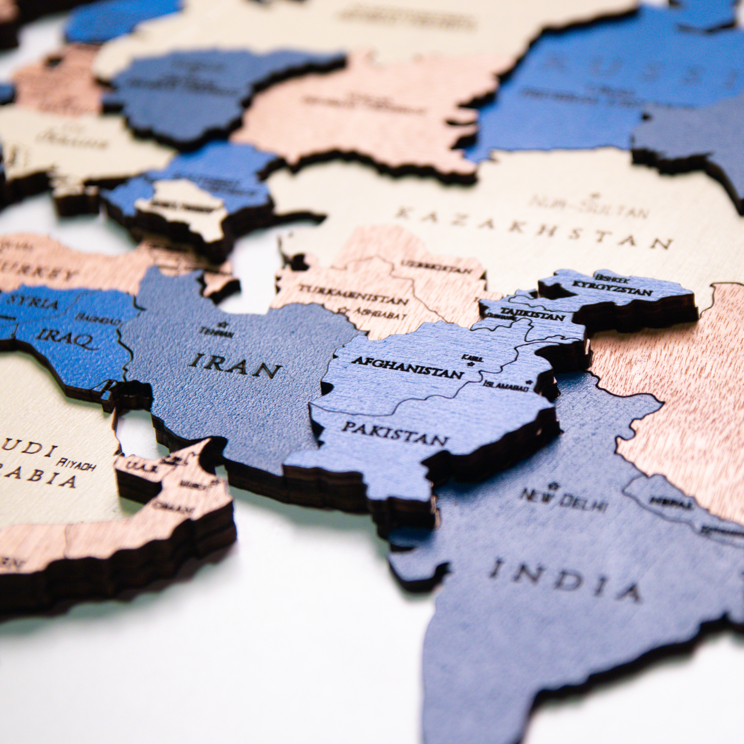 Framed Wooden World Map