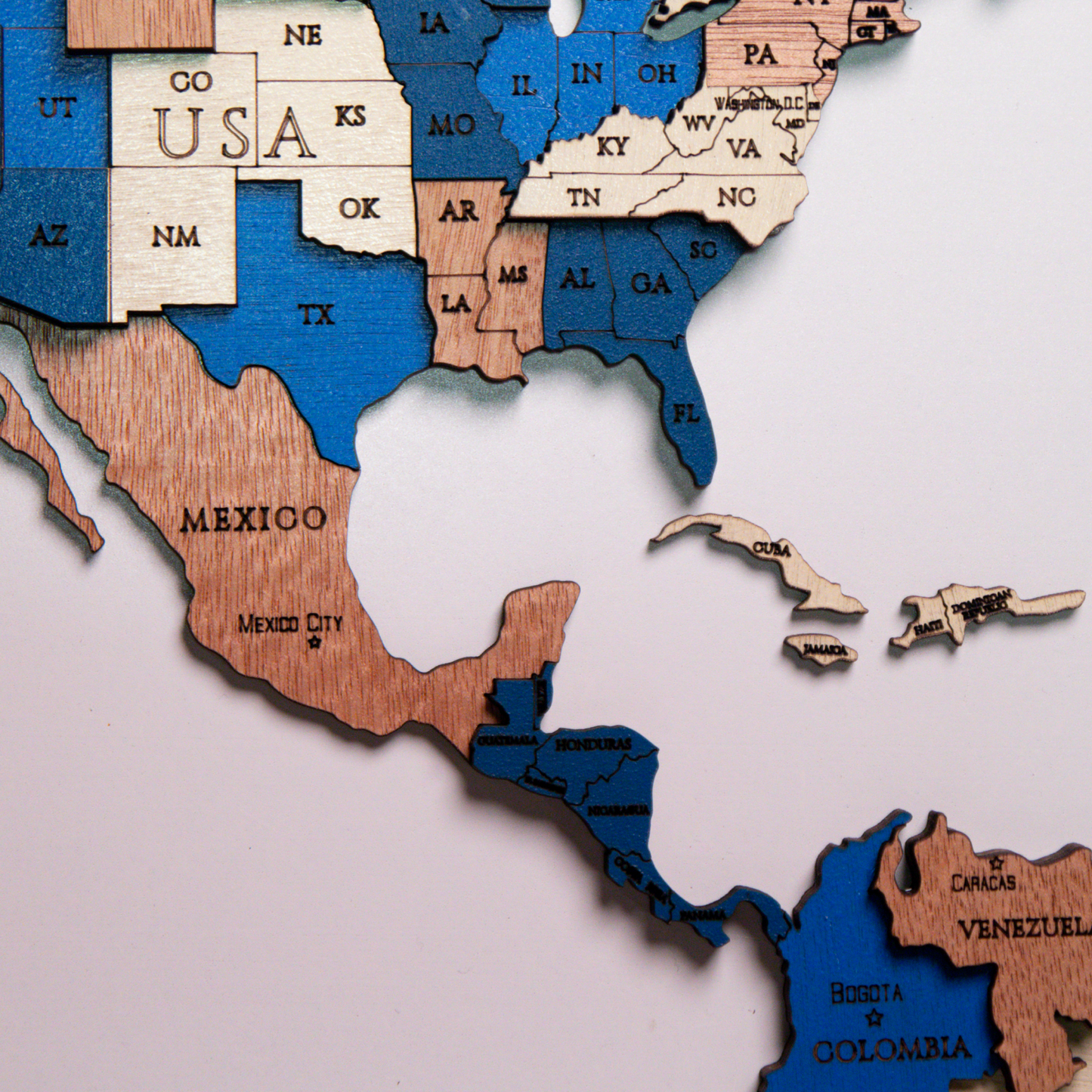 Framed Wooden World Map